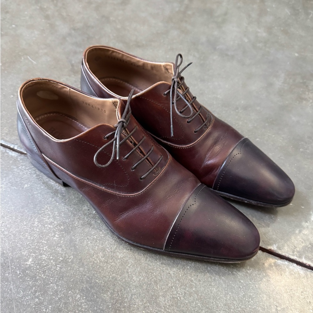 Boss Dark Brown Leather Oxfords